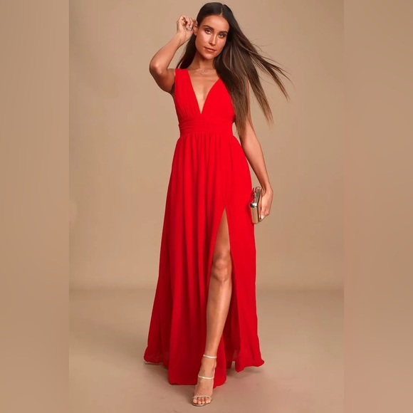 NWT Lulus Heavenly Hue Red Maxi Dress